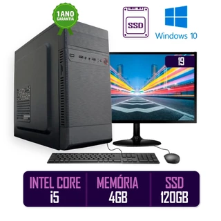 Computador Pc Cpu Completo Intel Core I5 4gb Ssd 128 Gb Monitor 19" Windows 10