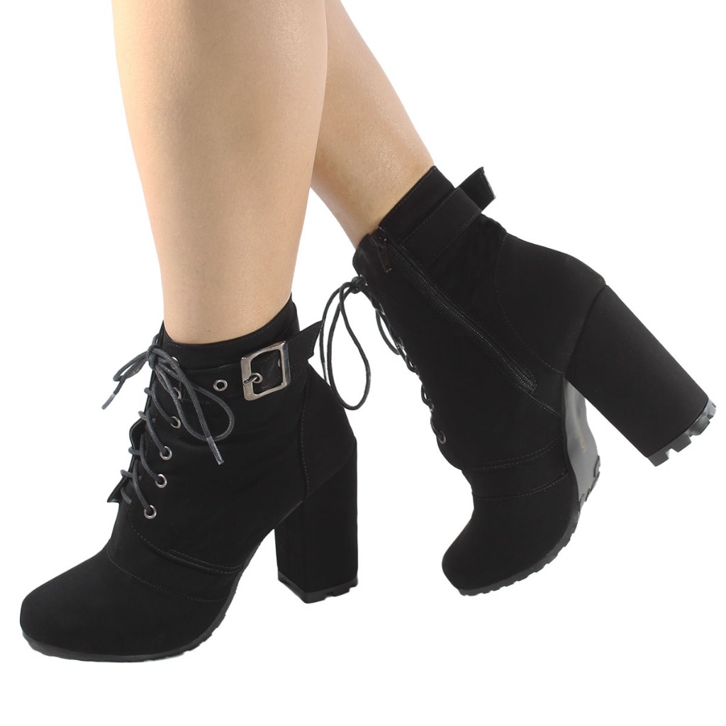 Coturno Bota Feminina com Amarração Amarrar Confortável Estilo ...
