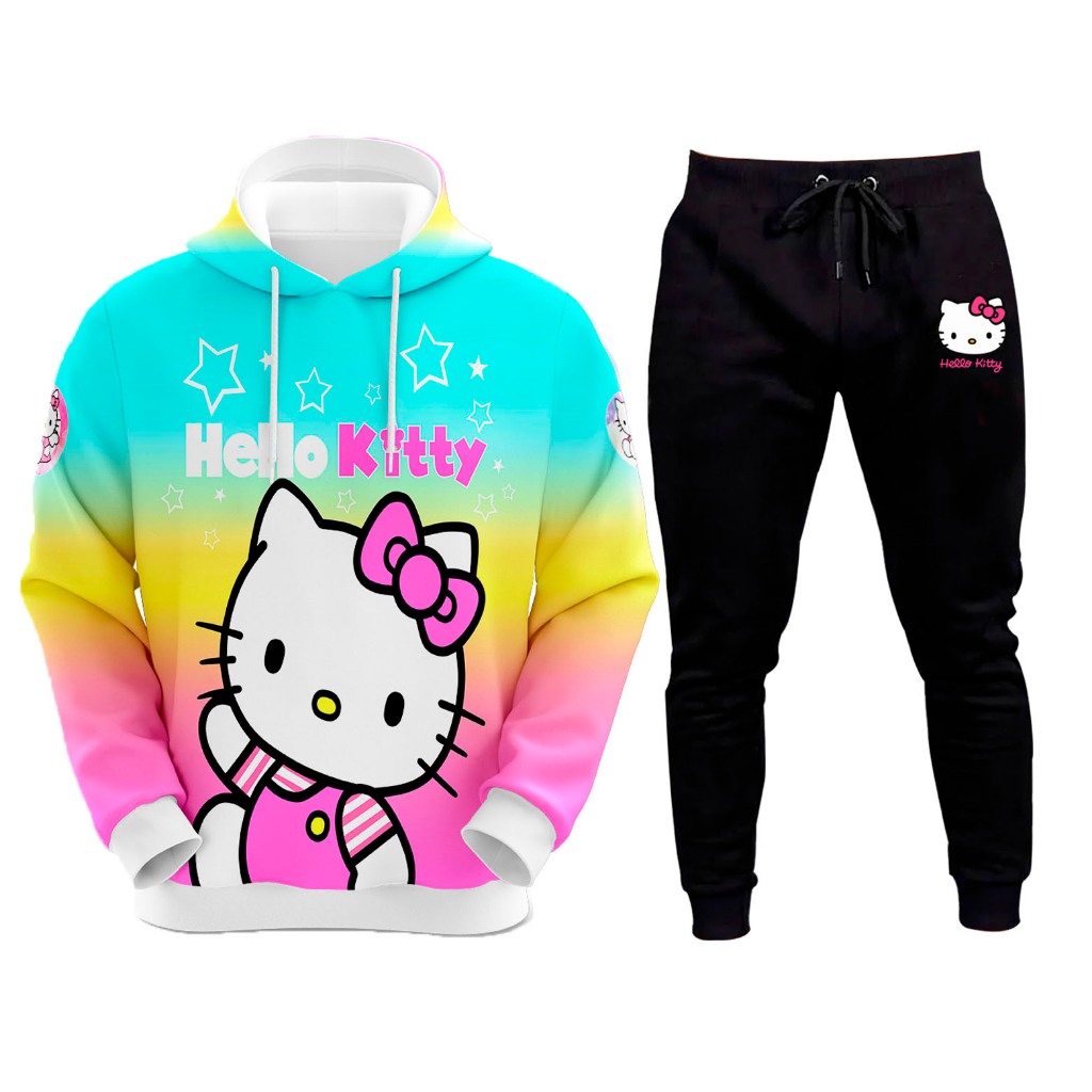 Conjunto De Moletom Adulto e Infantil Gata Hello Kitty Escolha O Modelo ...