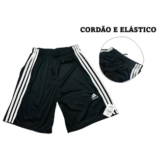 Bermuda Calção Masculina Com Cordão e Elástico Preto e Branco P M G GG