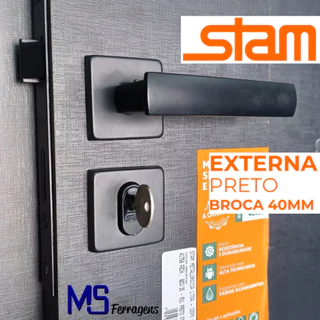 Fechadura de Porta Externa Stam 803/35 Porta de Madeira/Alumínio Broca 40mm Preto Fosco