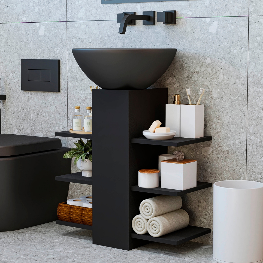 Coluna para Pia com Prateleiras, Lavanderia, Banheiro