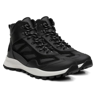 Bota 3026 Coturno Em Couro Legítimo Robusta Elegante - Preto