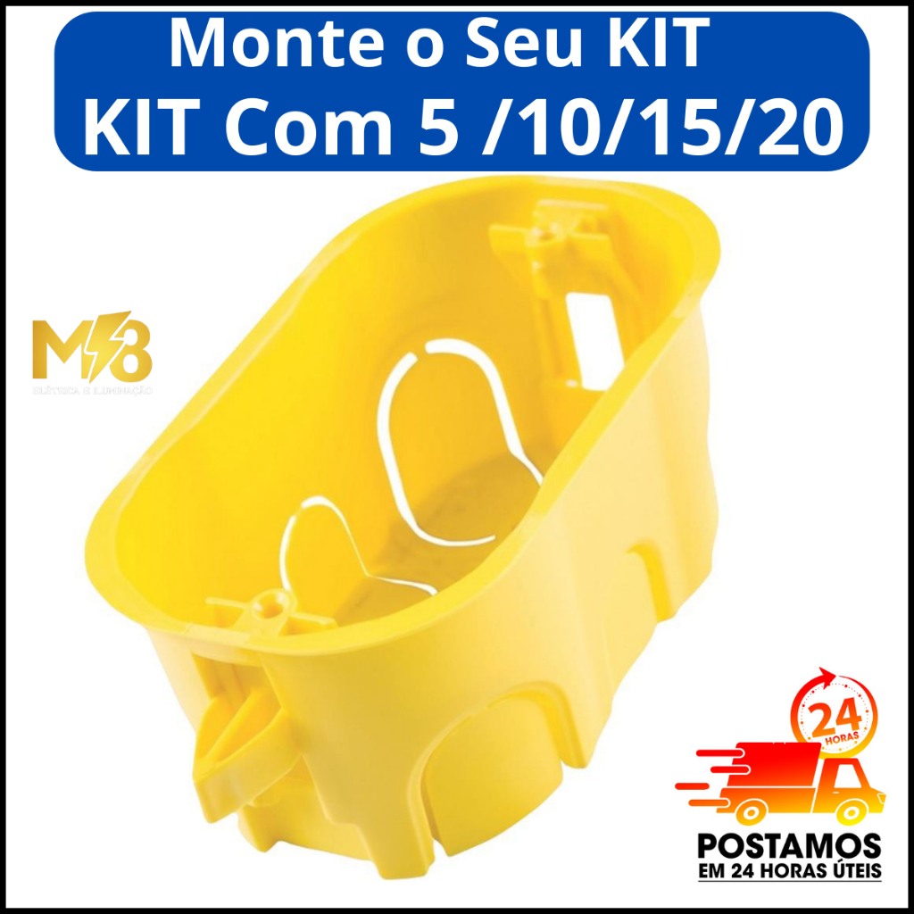 Caixas de Embutir Drywall 4x2 Amarela 5 10 15 20 Unidades