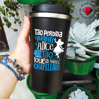 Copo Térmico com Termômetro Mais Perdida que Alice