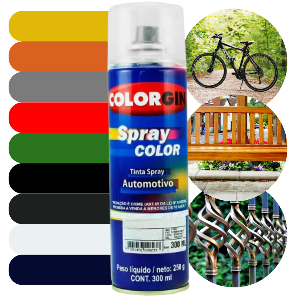 SPRAY AUTOMOTIVO CORES COLORGIN 300ML | Shopee Brasil