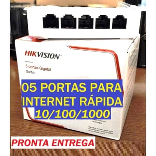 Switch Gigabit 10/100/1000-5 Portas Hikvision Internet RÁPIDA Computador FAST SPEED Bivolt 110/220V