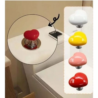 Botão de Descarga para Vaso Sanitário em Forma de Coração Decoração Criativo Puxador de Armário Coração Autocolante Levanta tampa Assento