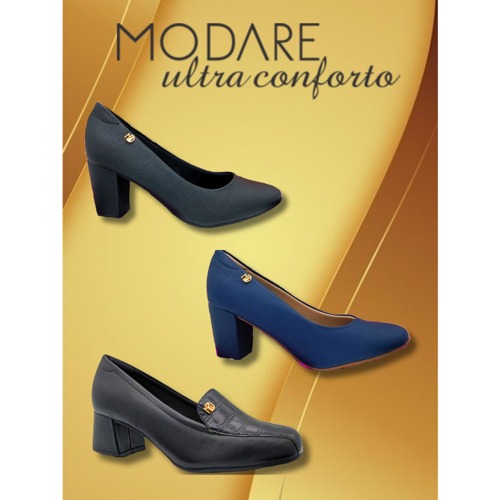 Sapato Modare Mocassim Feminino Salto Grosso Elegante Confortável ...