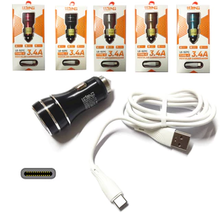Carregador Veicular Rápido Automotivo 3.4A com cabo TIPO C Original Lelong TYPE-C