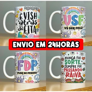 Caneca/Xícara de Porcelana Personalizada - com Frases Indelicadas Divertidas e Engraçadas