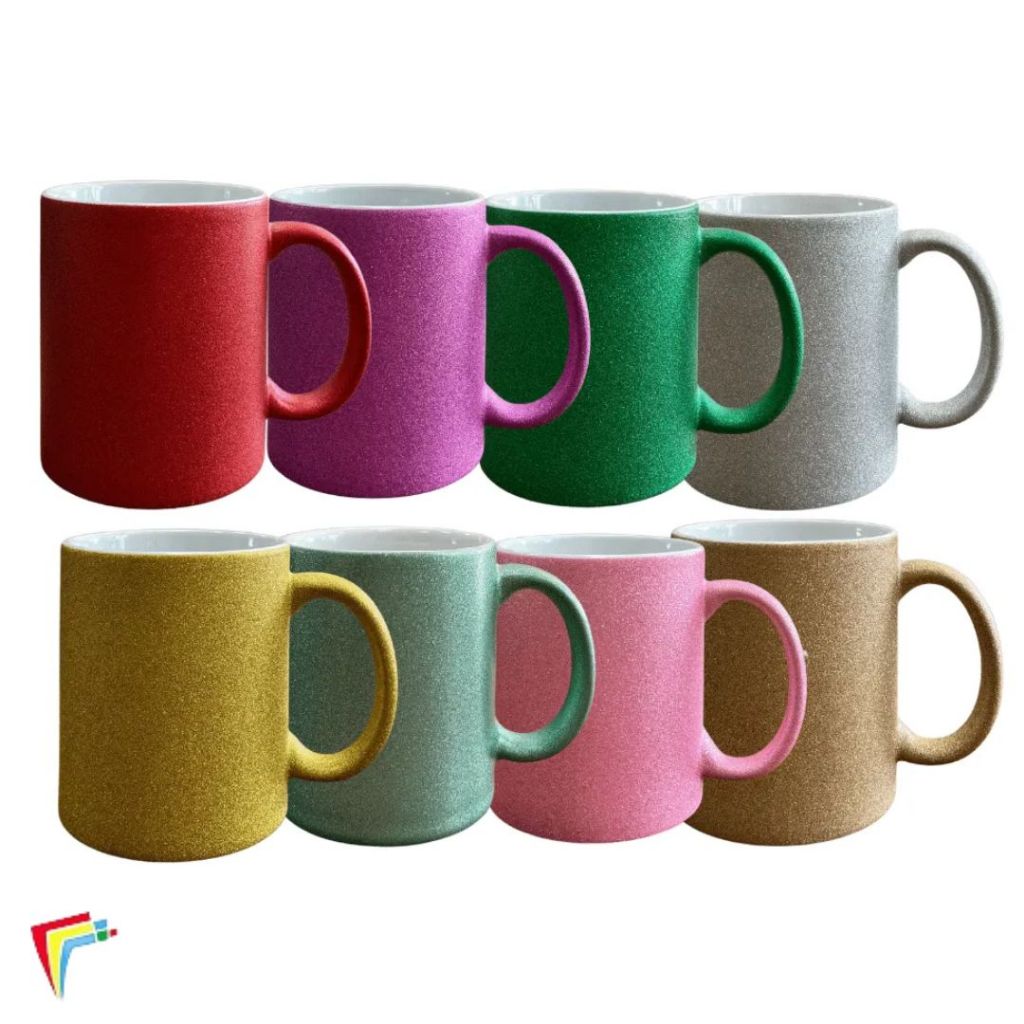 Canecas de porcelana Glitter 325ml - Para Sublimação 5 unidades