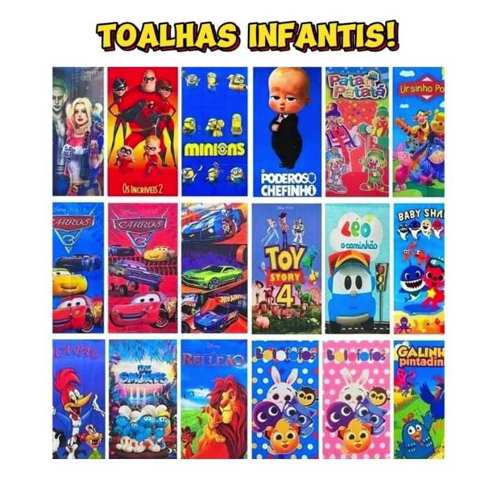 Toalha Infantil Pequena de Rosto - Escolar - Lancheira - Estampadas - Princesas - Heróis e Personagens!!