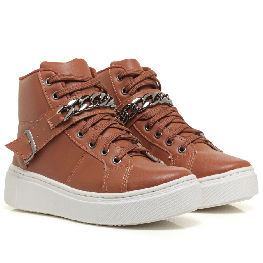 Tênis Feminino Casual Cano Alto Corrente Lançamento 1175 Shopee