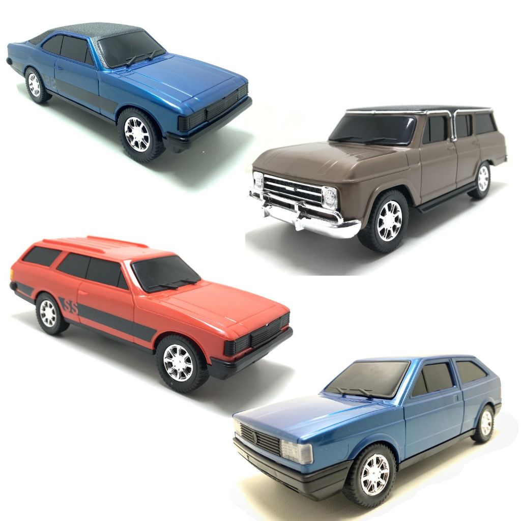 Kit 4 Carrinho De Brinquedo Veraneio/Gol quadrado/Caravan/opala Miniaturas Kit Classicos