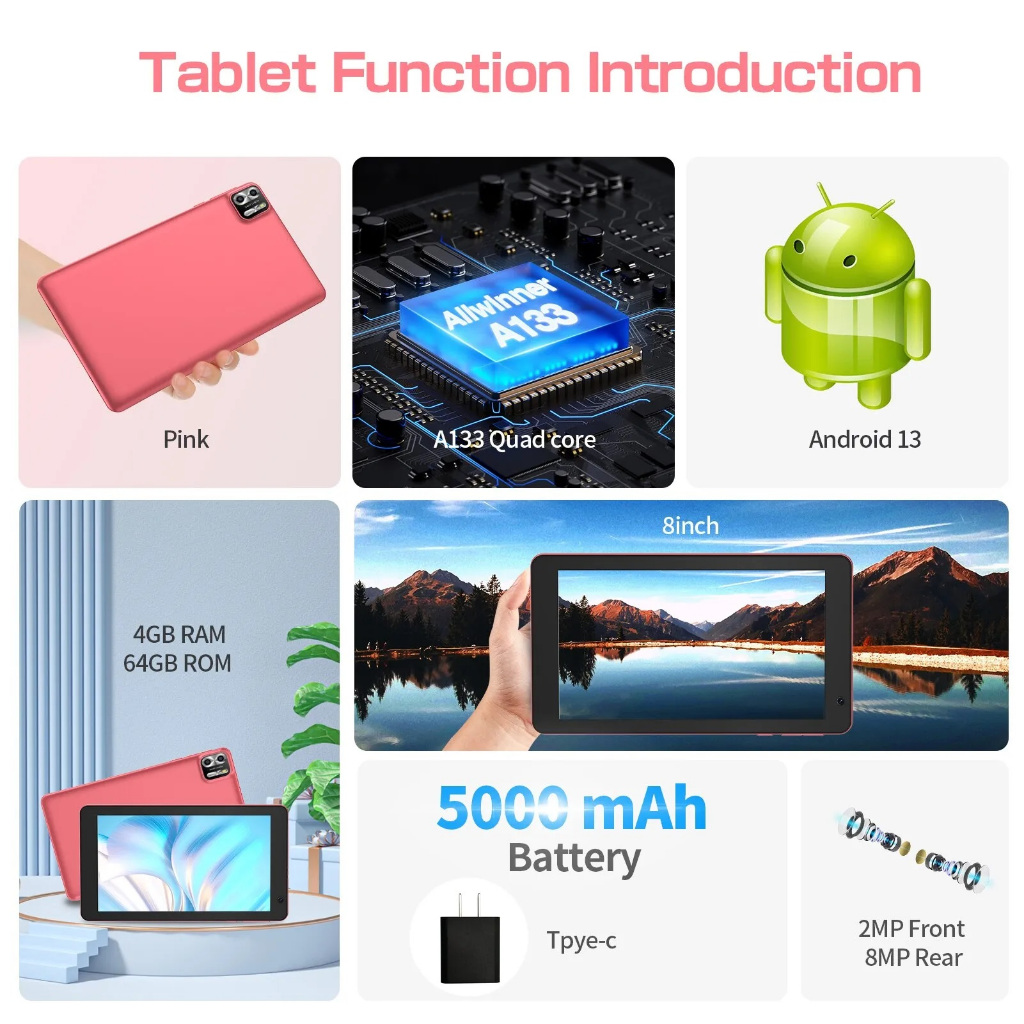 PRITOM Tab8 Plus -Android 13 Tablet com câmera dupla, 8