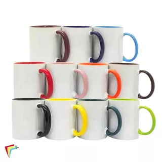 Caneca interior e alça colorida 325ml - para sublimação 12 unidade