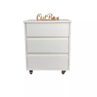 Mesa De Cabeceira Para Apoio Com 3 Gavetas Mdf 15mm Brancotx