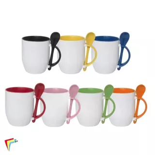 CANECAS COM INTERIOR E ALÇA COLORIDA COLHER 325ml - para sublimação 1 unidades