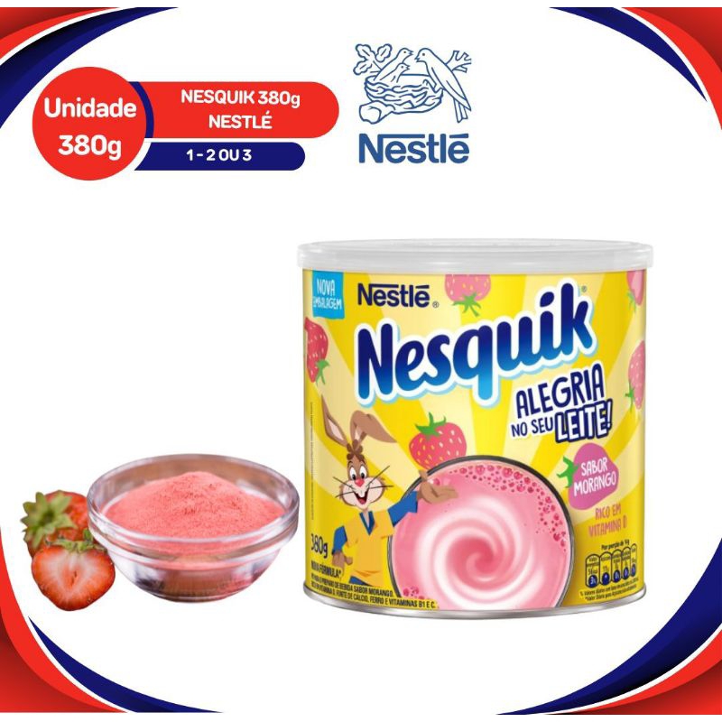 Nesquik Morango em Pó Lata 380g - Nestlé | Milk-shake | Sorvete | Doce ...