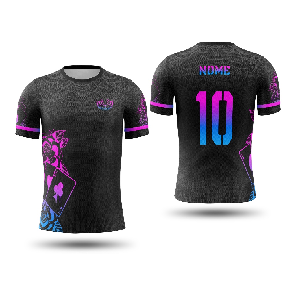 Camisa Camiseta Esporte Cartas As Holografico Futebol Personalizada Nome Numero Interclasse TikTok Jogos Escolares Time Esclusiva.