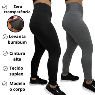 Calça Legging Fitness Slim super Black S/ empina bumbum