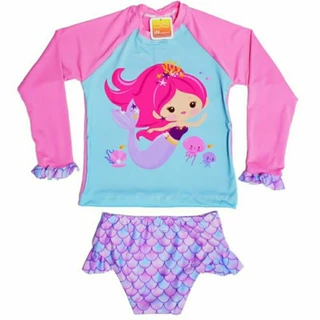 Conjunto infantil de praia para meninas, Biquíni Blusa Proteção UV50 Praia Piscina Natação