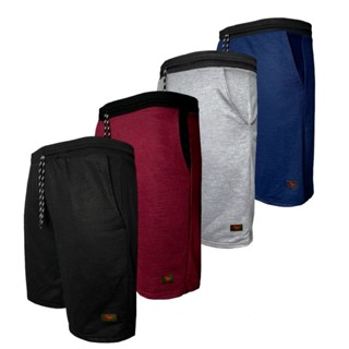Kit 4 Bermuda Moletom Academia Treino Masculina Algodão Ducam Cores Sortidas 2 Bolsos