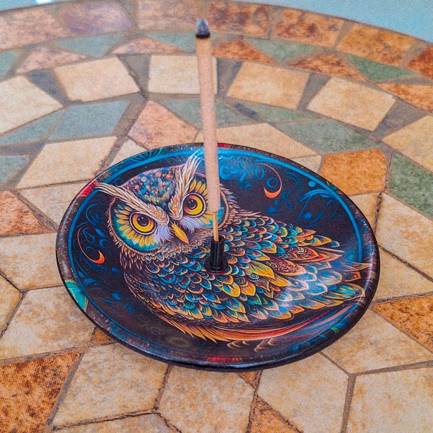 Incensário Para Incensos de Vareta Animal de Poder Coruja