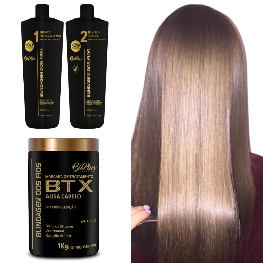 Produto Que Alisa Cabelo Blindagem Dos Fios e Botox 3x1 Litro | Shopee ...