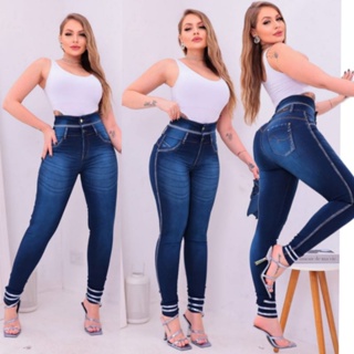 Calça Jeans Feminina Cintura Alta Skinny Com Lycra