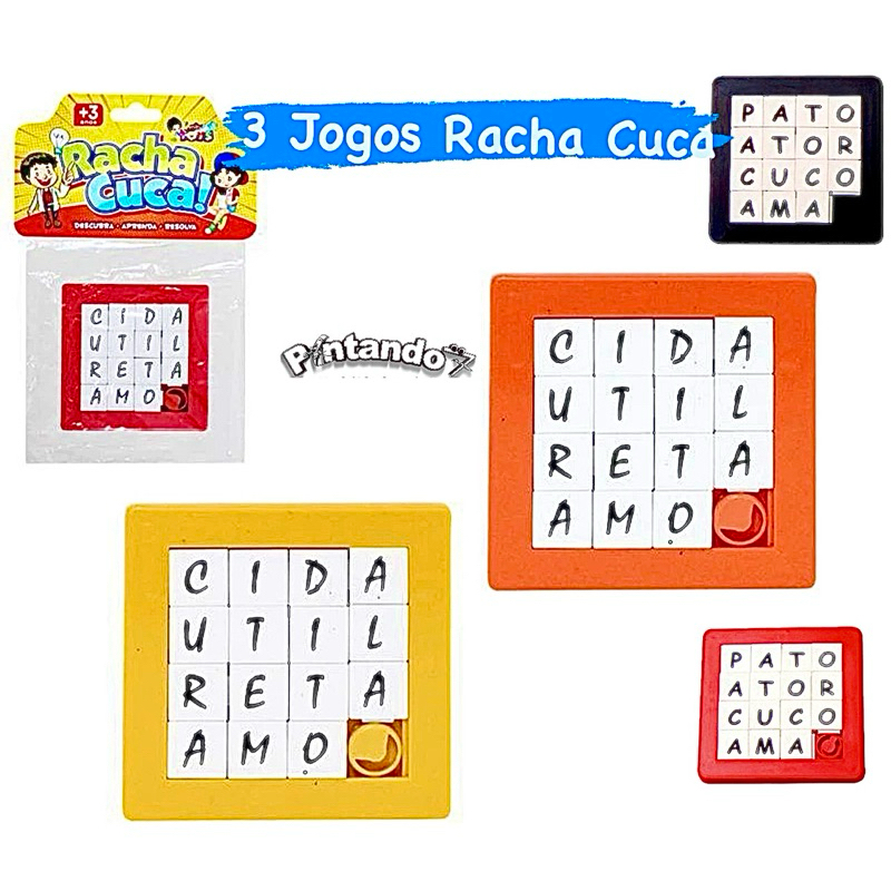 Kit 3 Jogos Racha Cuca Letras Quebra Cabeça Brinquedo Divertido ...