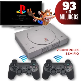 Vídeo Game Mini PS1 93 mil jogos 2 Controles sem fio