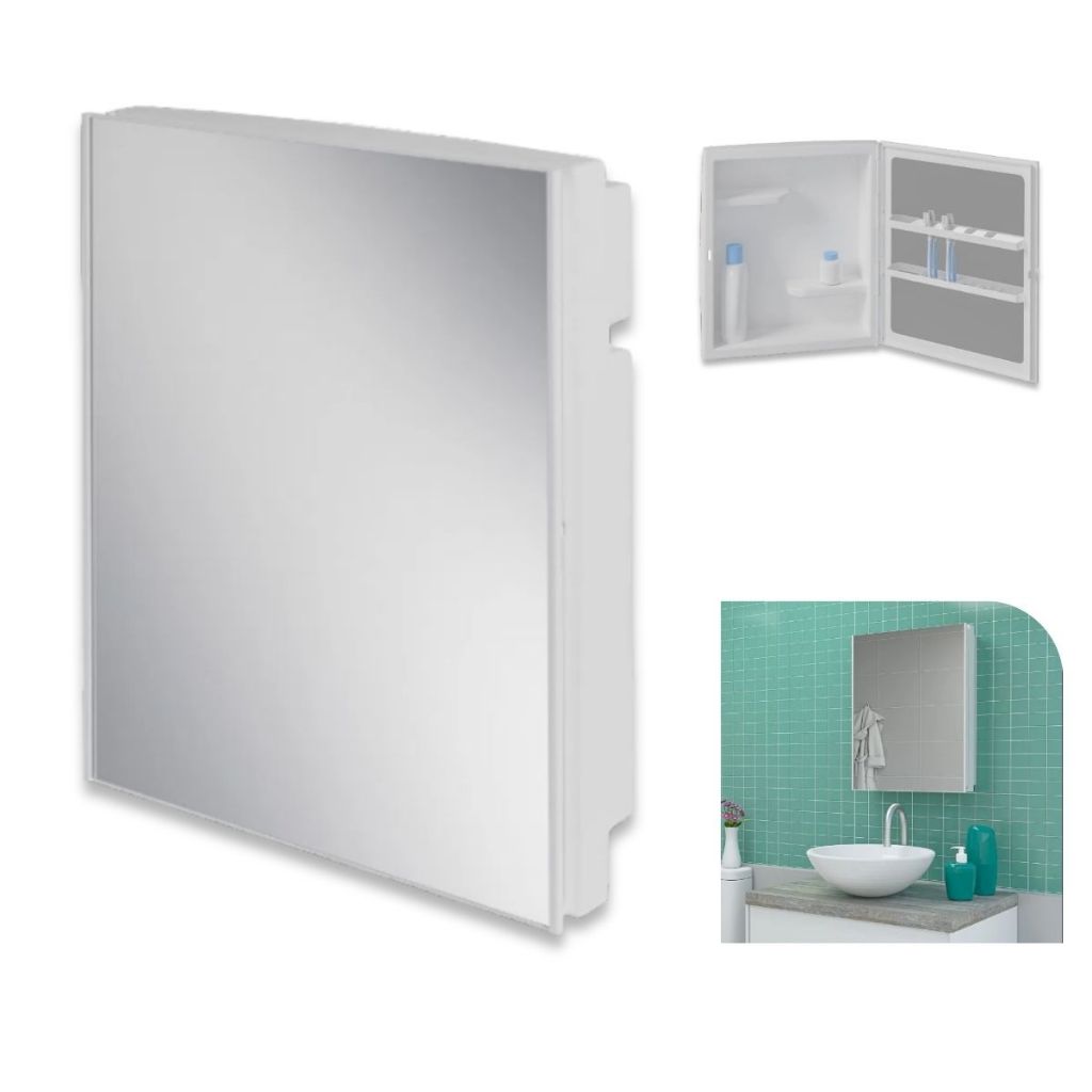 Armario Banheiro Branco Plastico com Espelho 35,5X30,5X9,4cm A41 - Astra