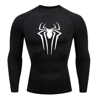 Camisa De Compressão Homem-Aranha MANGA LONGA Treino Ginástica Camiseta Esportiva