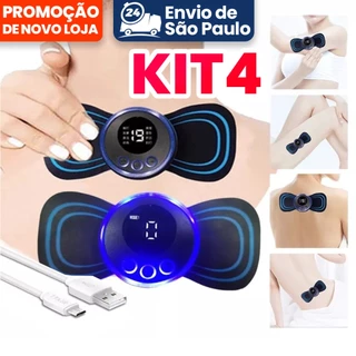 KIT 4 Mini Massageador Elétrico Portátil Cervical EMS Alivia Dores Corpo Pescoço