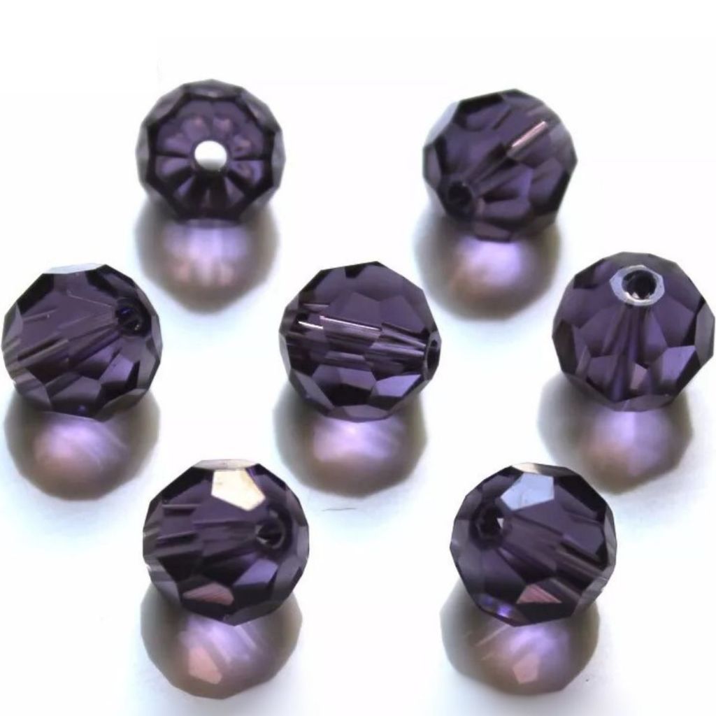 200 Contas De Cristal De Vidro 8mm Umbanda Candomblé Roxa