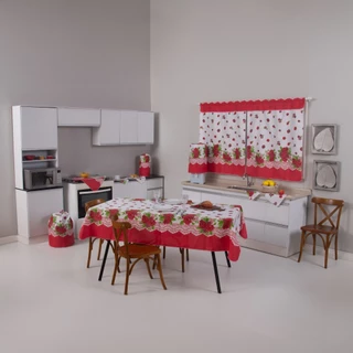 Jogo De Cozinha Kit 10 Peças Tecido Oxford Toalha De Mesa Cortina Janela decoração artesanato promoção
