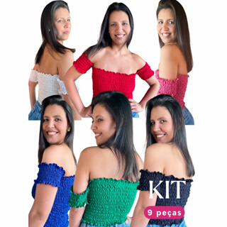 KIT 9 PEÇA CROPPED CIGANINHA EM LASTEX BLUSA FEMININA