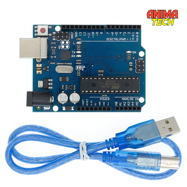 Placa Uno R3 16u2 DIP Atmega328p Atmega328 + Cabo Usb Compatível com Arduino