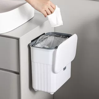 9 Litros Wall Mounted Lixeira Com Tampa Cozinha Lata De Lixo Porta Do Armário Pendurado Para