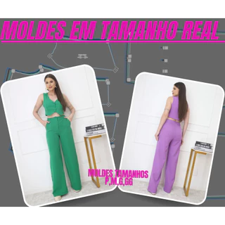 MOLDE CONJUNTO ALFAIATARIA TAM.P,M,G,GG MOLDE EM TAMANHO REAL PAPEL 75g