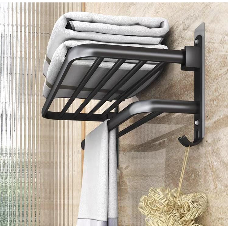 Suporte Banheiro Porta Toalha Toalheiro De Banho Duplo linha Premium Prateleira Com Ganchos