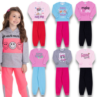 Kit 2 Peças Conjunto Moletom Infantil Menina 1 ao 8 Inverno Manga Longa