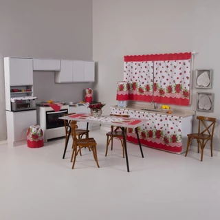 Jogo De Cozinha 10 Peças Cortina De Pia Janela Caminho De Mesa Estampado casa decoração artesanato promoção