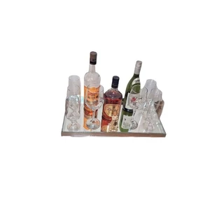 bandeja espelhada com medida p aparador para taças e bebidas GG (50x28)