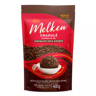 Granulado Confeito Chocolate Meio Amargo 400g Melken Harald Para Doces e Bolos
