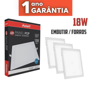 Kit 10 Luminárias Painel Plafon Led 18W Quadrado Embutir Branco 6500k/3000k Avant 01 Ano de Garântia