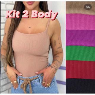 Kit 2 Body Alcinha Reto Moda Blogueira Fashion
