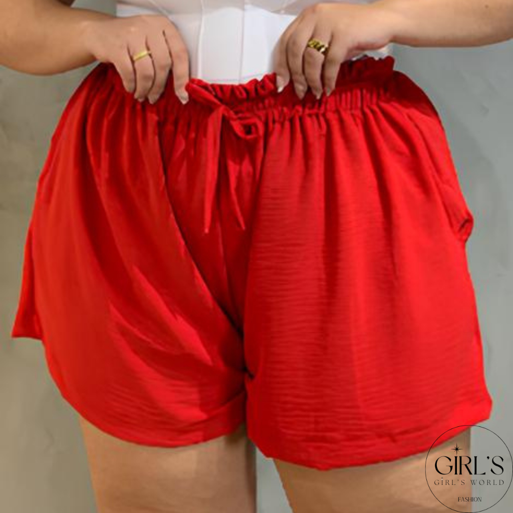 Short Feminino Bolsos Vermelho em Promoção na Shopee Brasil 2024